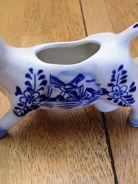 Vintage Delft Hand-painted Cow Creamer